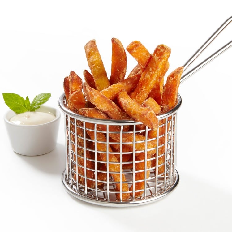 Produktbilde: Steakhouse Fries Sweet potato (søtpotet) i trådkurv, porsjon fra stor pakning.